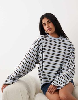 WeWoreWhat WeWoreWhat boxy oversized crew neck long sleeve top in baby blue
