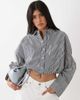 WeWoreWhat WeWoreWhat bubble button up poplin shirt in navy - 1