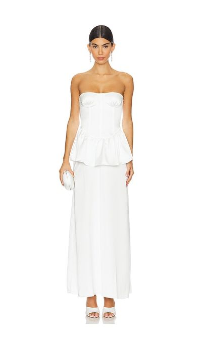 Weworewhat Corset Peplum Maxi Dress