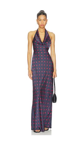 WeWoreWhat WeWoreWhat Cowl Halter Maxi Dress