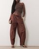 WeWoreWhat WeWoreWhat drawstring waist pull on balloon pants in deep brown - 1