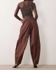 WeWoreWhat WeWoreWhat drawstring waist pull on balloon pants in deep brown - 3
