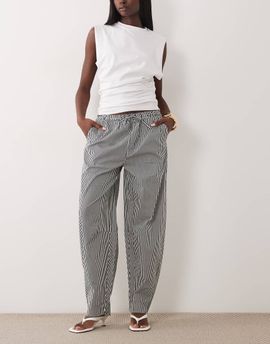 WeWoreWhat WeWoreWhat drawstring waist pull on balloon pants in navy stripe