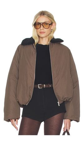 WeWoreWhat WeWoreWhat Faux Fur Collar Balloon Jacket