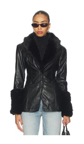 WeWoreWhat WeWoreWhat Faux Fur Collar Jacket