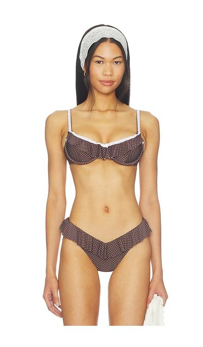WeWoreWhat WeWoreWhat Lace Ruffle Bandeau Top