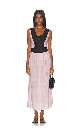 WeWoreWhat WeWoreWhat Lace Trim Maxi Dress