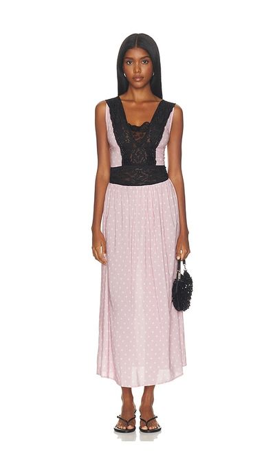 WeWoreWhat WeWoreWhat Lace Trim Maxi Dress