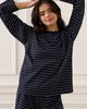 WeWoreWhat WeWoreWhat Long Sleeve Boxy Shirt in Dark Navy Ivory, Women's at Urban Outfitters - 2