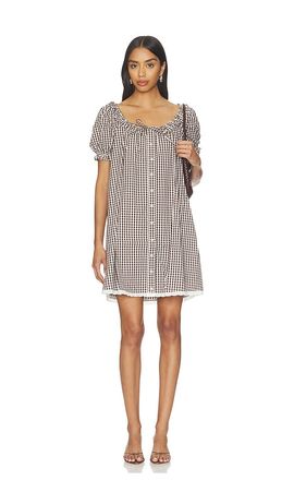 WeWoreWhat WeWoreWhat Puff Sleeve Button Up Mini Dress