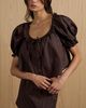 WeWoreWhat WeWoreWhat Puff Sleeve Button Up Top in Brown Navy, Women's at Urban Outfitters - 2