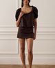 WeWoreWhat WeWoreWhat Puff Sleeve Button Up Top in Brown Navy, Women's at Urban Outfitters - 4