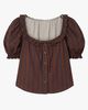 WeWoreWhat WeWoreWhat Puff Sleeve Button Up Top in Brown Navy, Women's at Urban Outfitters - 5