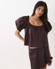WeWoreWhat WeWoreWhat puff sleeve button up top in navy - 1
