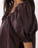 WeWoreWhat WeWoreWhat puff sleeve button up top in navy - 3