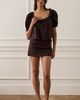 WeWoreWhat WeWoreWhat Pull On Mini Skirt in Brown Navy, Women's at Urban Outfitters - 1