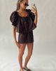 WeWoreWhat WeWoreWhat Pull On Mini Skirt in Brown Navy, Women's at Urban Outfitters - 4