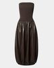 WeWoreWhat WeWoreWhat Ribbed Leather Bubble Midi Dress in Vintage Espresso, Women's at Urban Outfitters - 2
