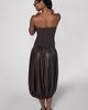 WeWoreWhat WeWoreWhat Ribbed Leather Bubble Midi Dress in Vintage Espresso, Women's at Urban Outfitters - 4