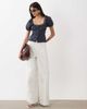 WeWoreWhat WeWoreWhat ruffle trim button up top in navy - 2