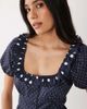 WeWoreWhat WeWoreWhat ruffle trim button up top in navy - 3