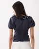 WeWoreWhat WeWoreWhat ruffle trim button up top in navy - 4