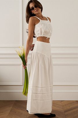 WeWoreWhat WeWoreWhat Smocked Maxi Skirt in White, Women's at Urban Outfitters