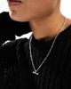 WFTW WFTW figaro chain necklace with T bar pearl pendant in silver - 1