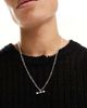 WFTW WFTW figaro chain necklace with T bar pearl pendant in silver - 4