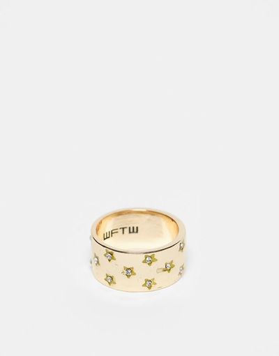 WFTW WTFW crystal star band ring in gold