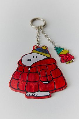 Whatever Makes You Happy Whatever! Makes You Happy X Peanuts Snoopy Puffer Swivel Mirror Keychain in Red at Urban Outfitters