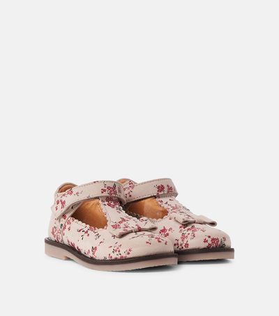 Wheat Wheat Lucia floral suede Mary Jane flats