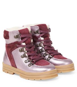 Wheat Wheat Toni suede-trimmed leather boots