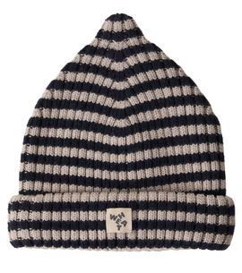 Wheat Wheat Topper striped wool beanie