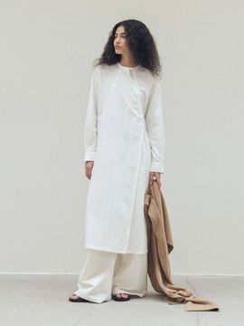 WHEN WE WILL Diagonal button Shirt dress (2 Color)