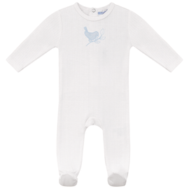Whipped Cocoa Whipped Cocoa Bird Pointelle Embroidered Footed Romper