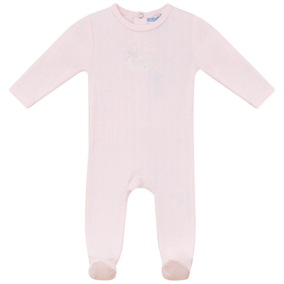 Whipped Cocoa Whipped Cocoa Bird Pointelle Embroidered Long Sleeve Romper