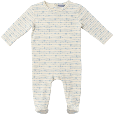 Whipped Cocoa Whipped Cocoa Boy Striped Dotted Heart & Star Back Snap Footed Romper