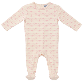 Whipped Cocoa Whipped Cocoa Girl Striped Dotted Heart & Star Back Snap Footed Romper