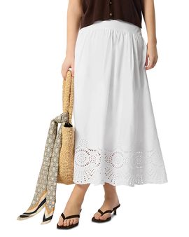 Whistles Whistles Broderie Cotton Midi Skirt
