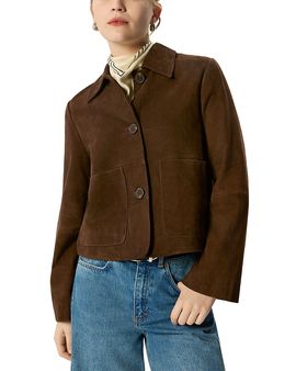 Whistles Whistles Button Cropped Suede Jacket