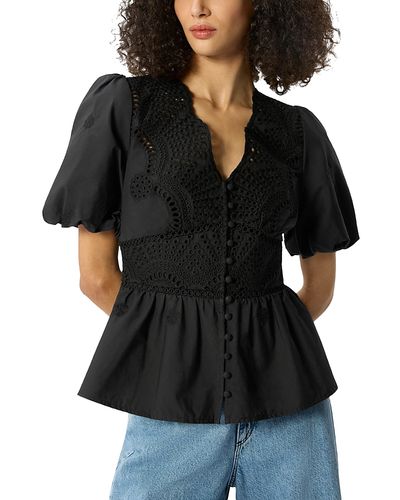 Whistles Whistles Cotton Broderie V Neck Blouse