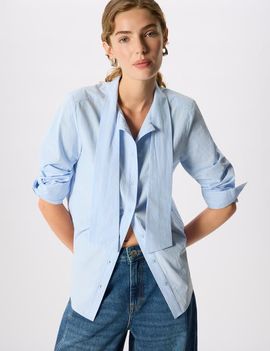 Whistles Whistles Cotton Scarf Detail Button Down Shirt