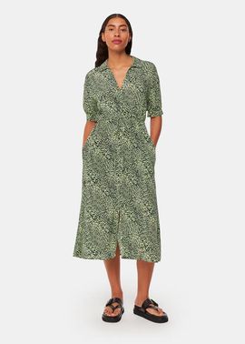 Whistles Whistles Diagonal Leopard Print Midi Dress