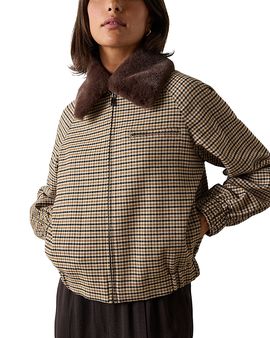 Whistles Whistles Faux Fur Collar Bomber Jacket