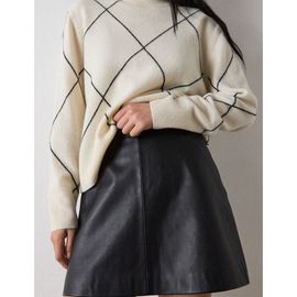 Whistles Whistles High Waisted A-Line Leather Mini Skirt