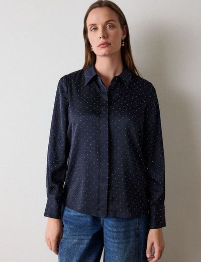 Whistles Whistles Hot Fix Hammered Studded Satin Shirt