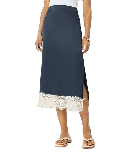 Whistles Whistles Lace Hem Satin Midi Skirt