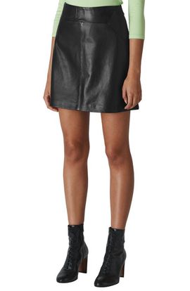 Whistles Whistles Leather A-Line Miniskirt