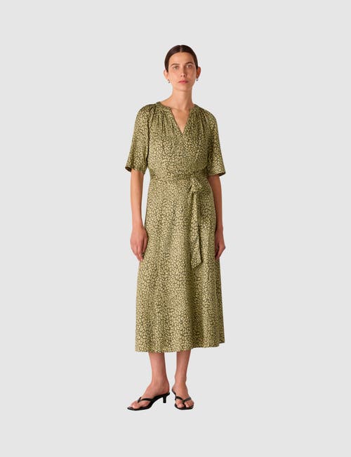 Whistles Whistles Leopard Short Sleeve Midi Dress